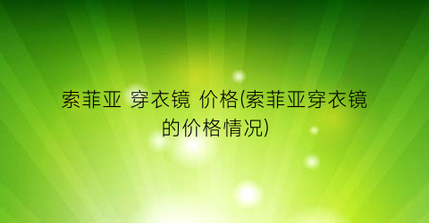 索菲亚 穿衣镜 价格(索菲亚穿衣镜的价格情况)